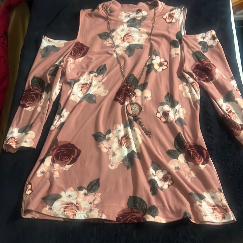 Pink floral blouse